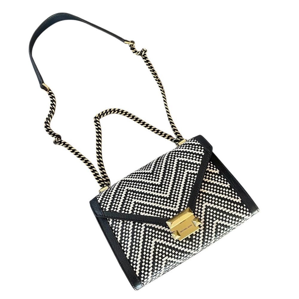 Michael Kors Chevron Woven Patterned Two Way Shoulder Or Crossbody Purse - Picture 2 of 16